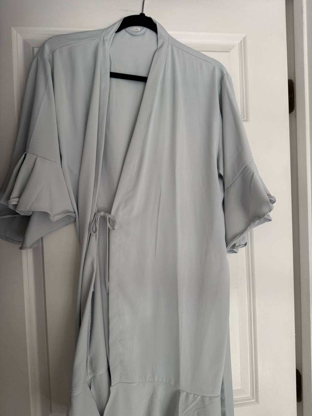 Light Gray Ruffle Sleeve Wrap Dress
